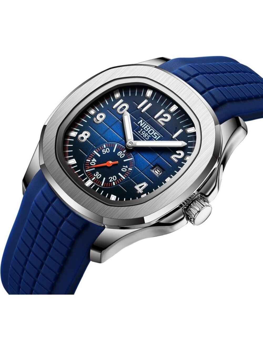 Men's Blue Analog Quartz Silicone Strap Waterproof Unique Dainty Wrist Watch - Picture 2 of 6